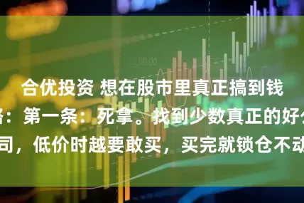 合优投资 想在股市里真正搞到钱，其实就三条路：第一条：死拿。找到少数真正的好公司，低价时越要敢买，买完就锁仓不动，用十年为单位来衡